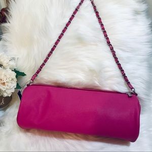 Pink Insulated Wine Purse with Silver Hardware Bag